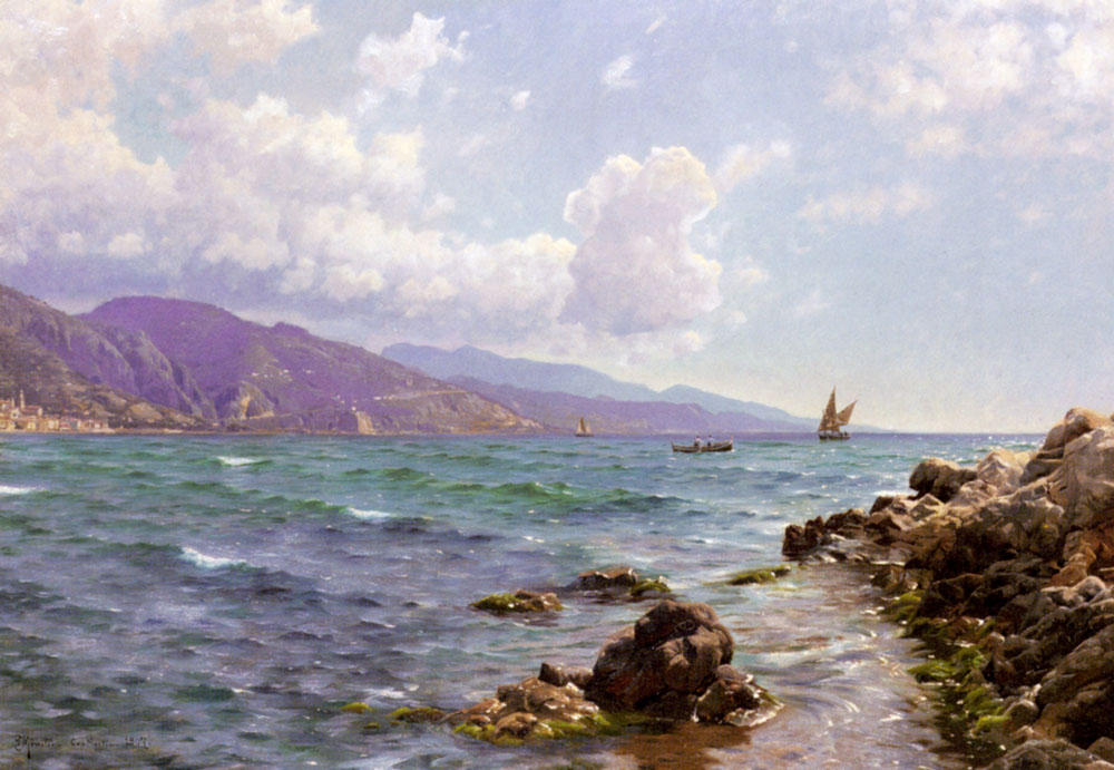 Fishing Boats On The Water, Cap Martin — Peder Mørk Mønsted
