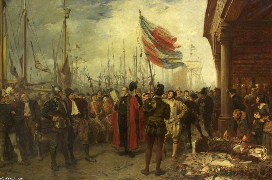 The Call To Arms, Plymouth Quay — John Seymour Lucas