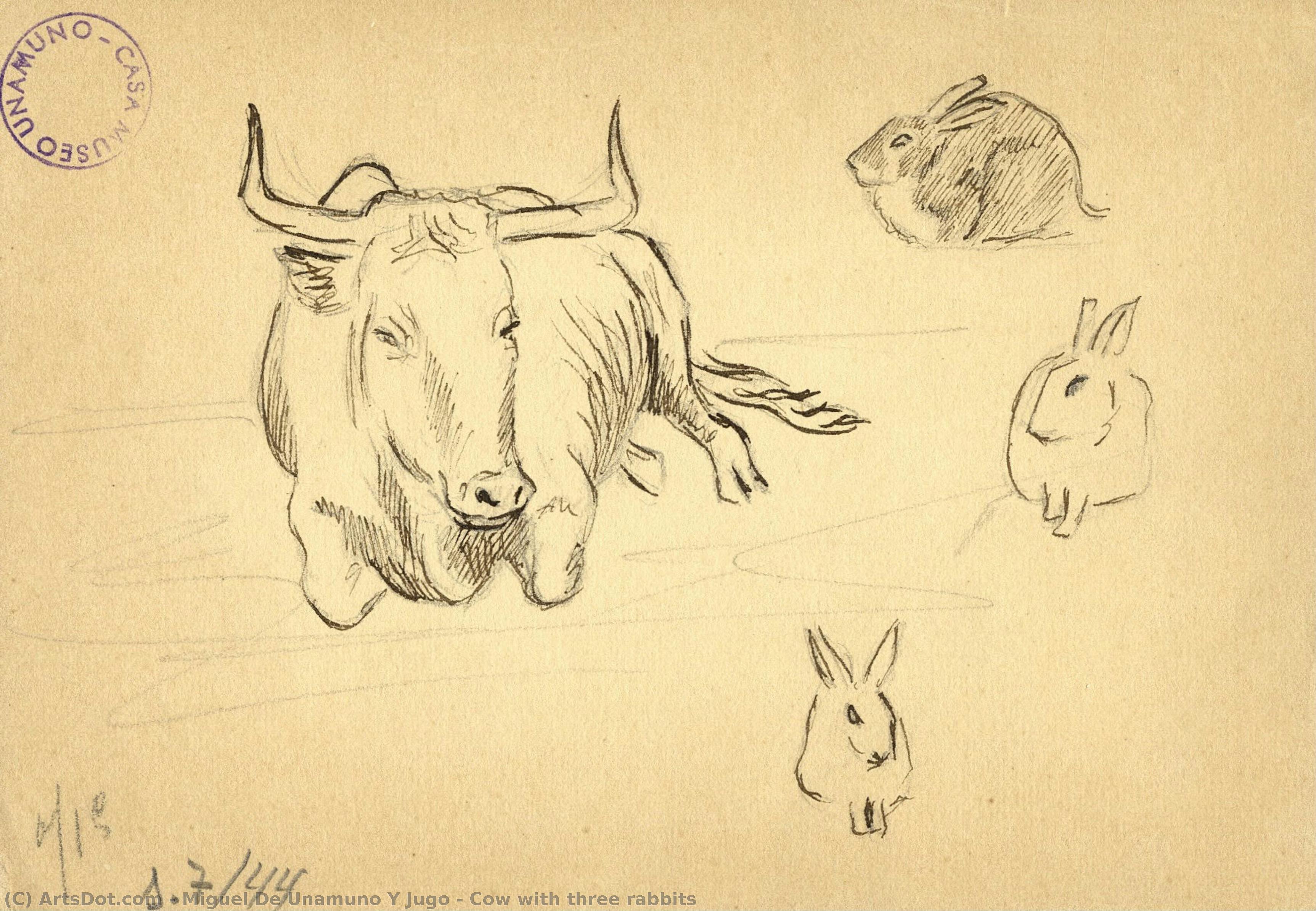 Cow With Three Rabbits — Migel De Unamuno