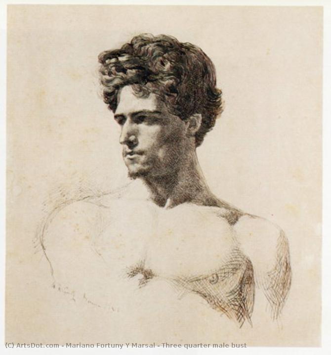 Three Quarter Male Bust — Mariano Fortuny Y Marsal