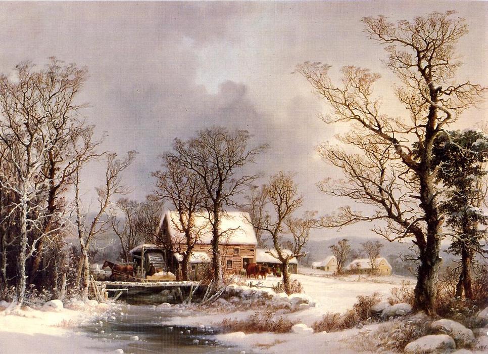 Winter In The Country, The Old Grist Mill — George Henry Durrie