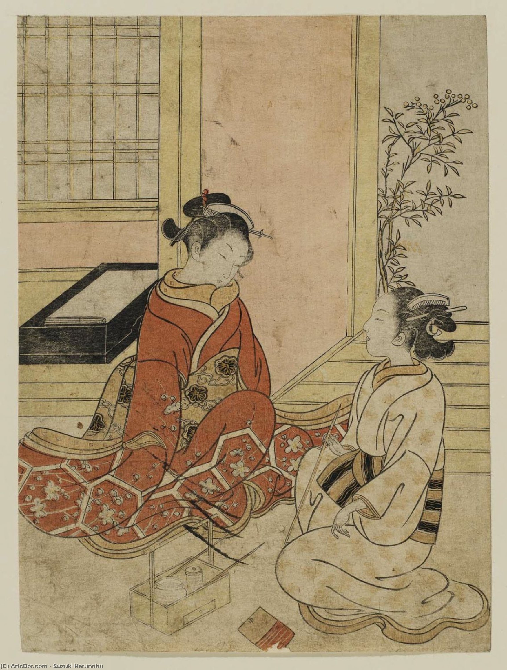 Two Women In Conversation — Suzuki Harunobu