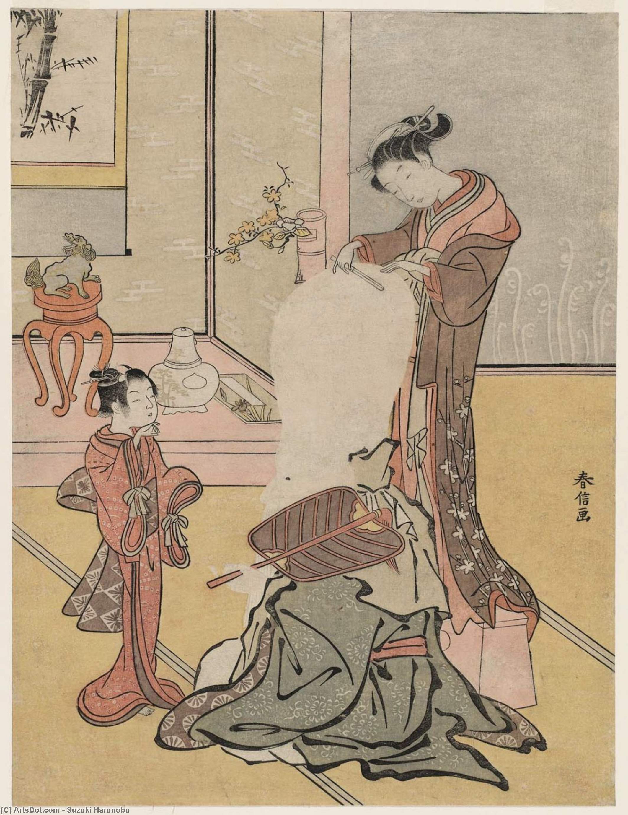 Courtesan Shaving The Head Of Fukurokuju — Suzuki Harunobu