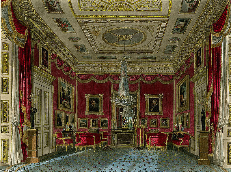 Rose Satin Drawing Room, Carlton House, From Pyne's Royal Residences - — Charles Wild