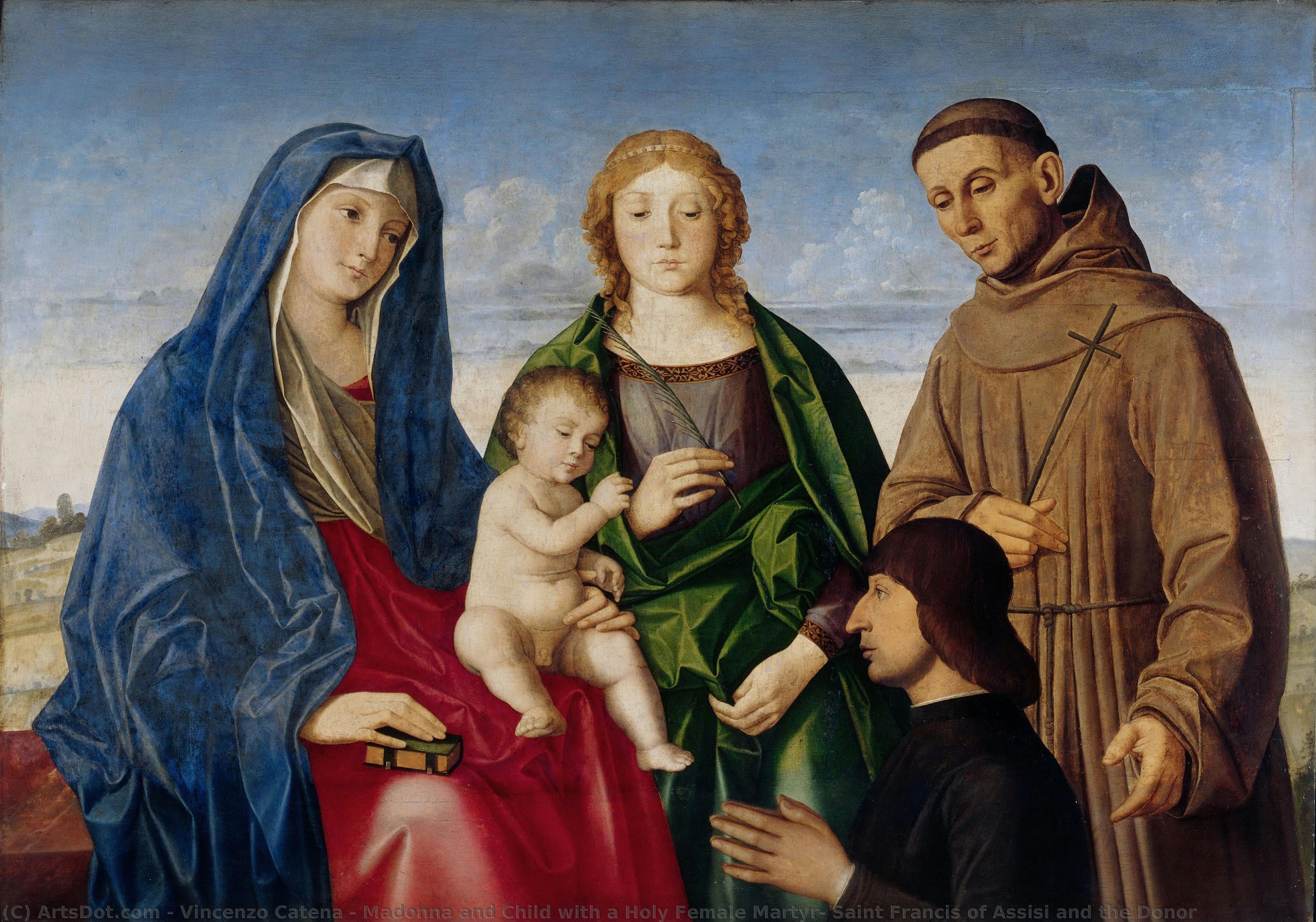 Madonna And Child With A Holy Female Martyr, Saint Francis Of Assisi And The Donor — Vincenzo Catena