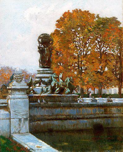 La Fontaine De Carpeaux En Automne (titre Inscrit) — Joseph-félix Bouchor
