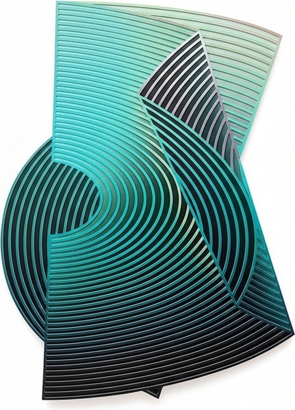 Abstract Teal & Turquoise Acrylic Wall Sculpture - 100x140cm – Dynamic Geometric Art Piece For Living Room Decor