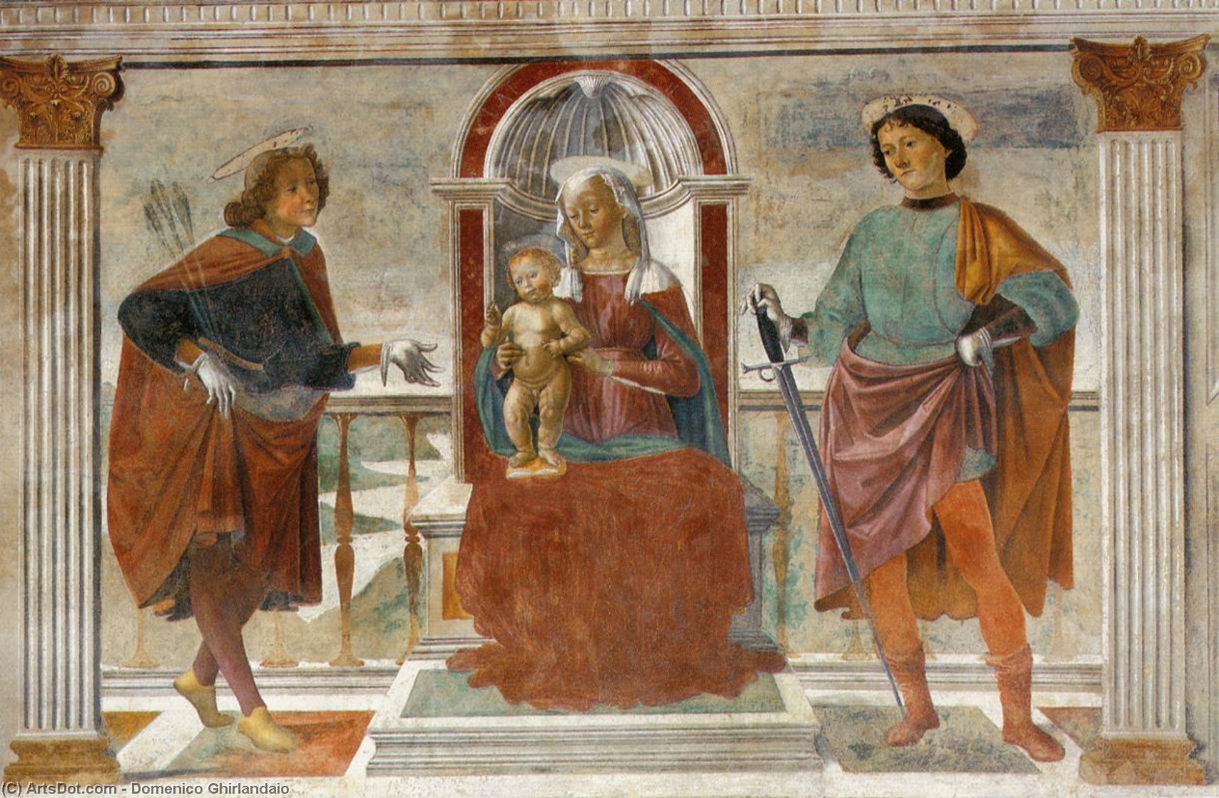 Madonna And Child With St Sebastian And St Julian — Domenico Ghirlandaio