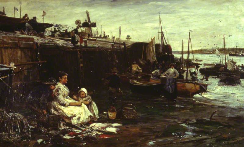 Fisherfolk At St Ives, Cornwall — John Robertson Reid