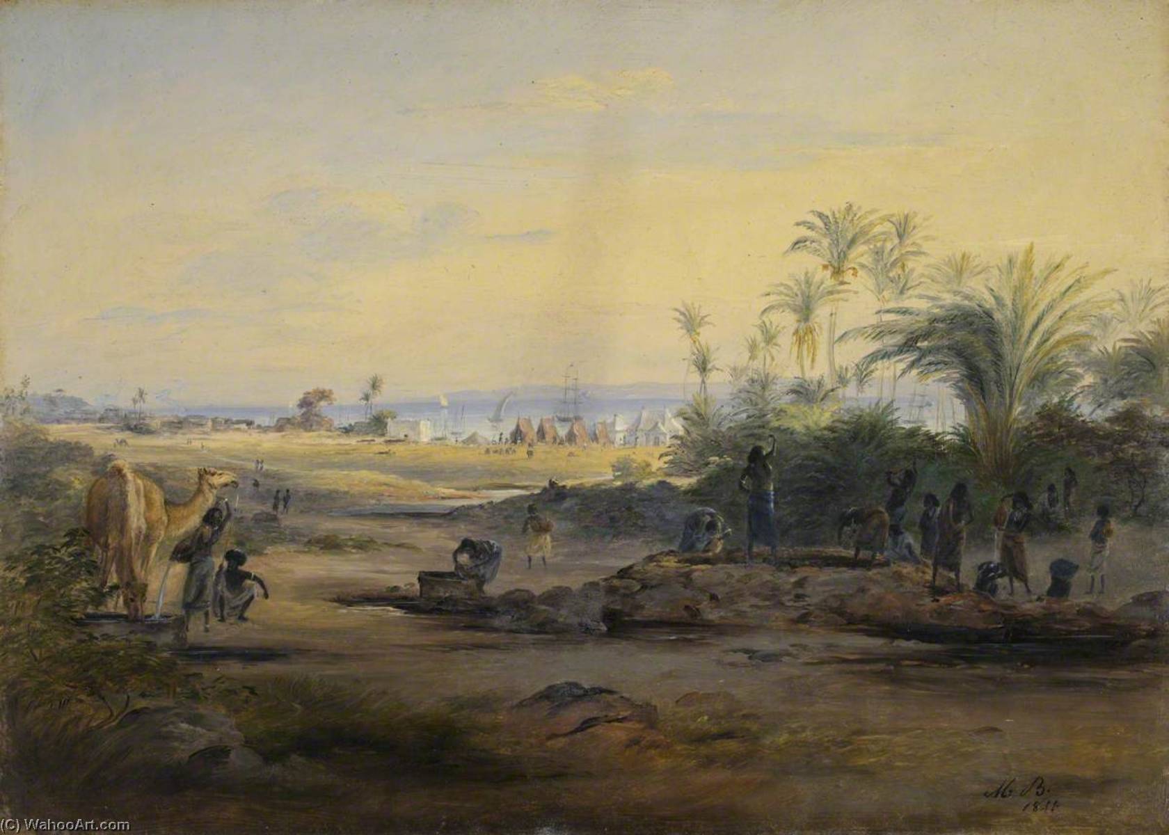 A Bay With Shipping In The Distance, 1842 — Johann Martin Bernatz