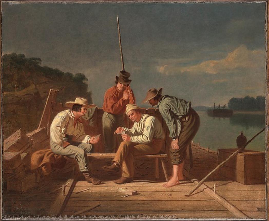 In A Quandary, Or Mississippi Raftsmen At Cards — George Caleb Bingham
