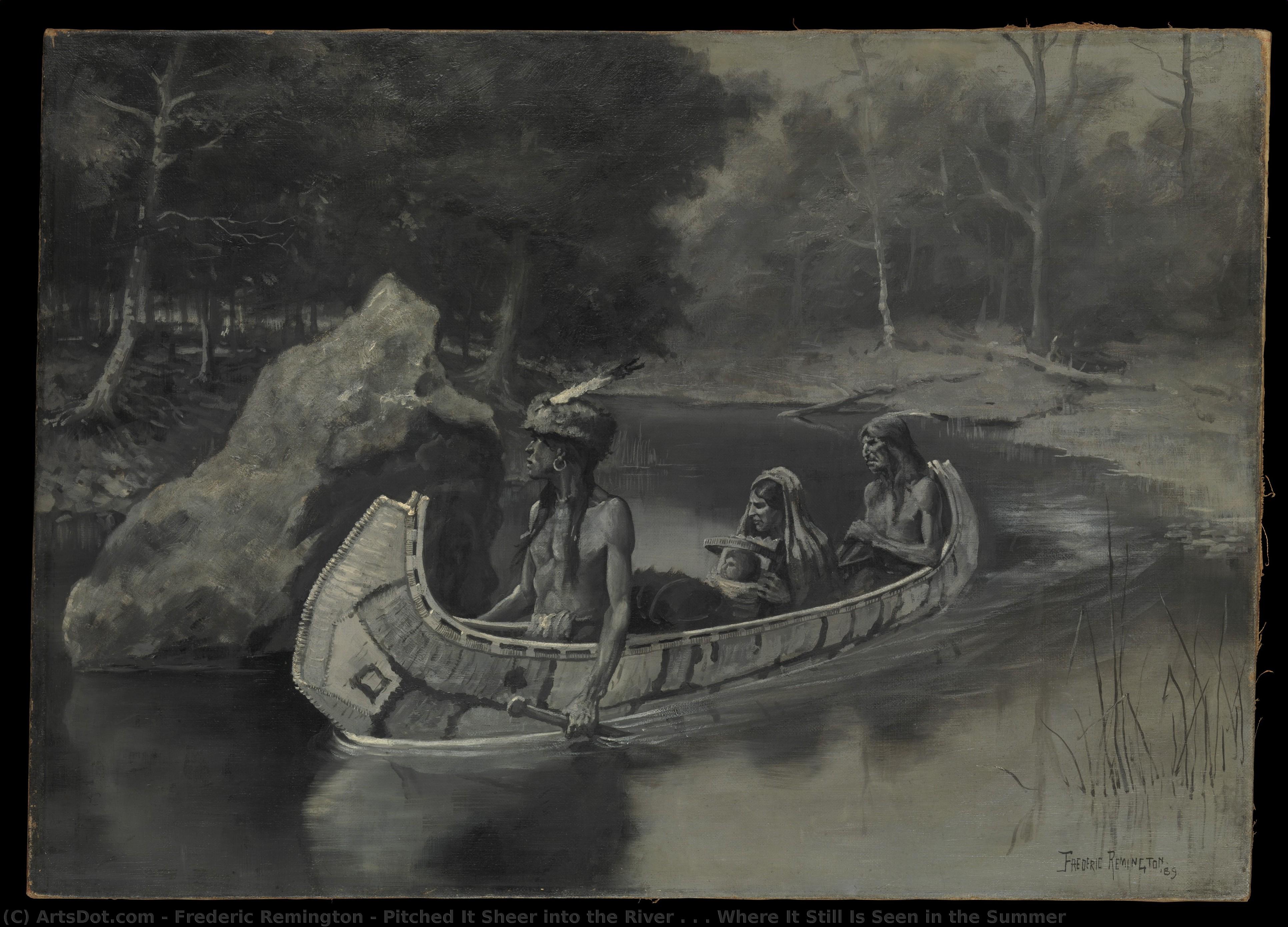 Pitched It Sheer Into The River . . . Where It Still Is Seen In The Summer — フレデリック・レミントン