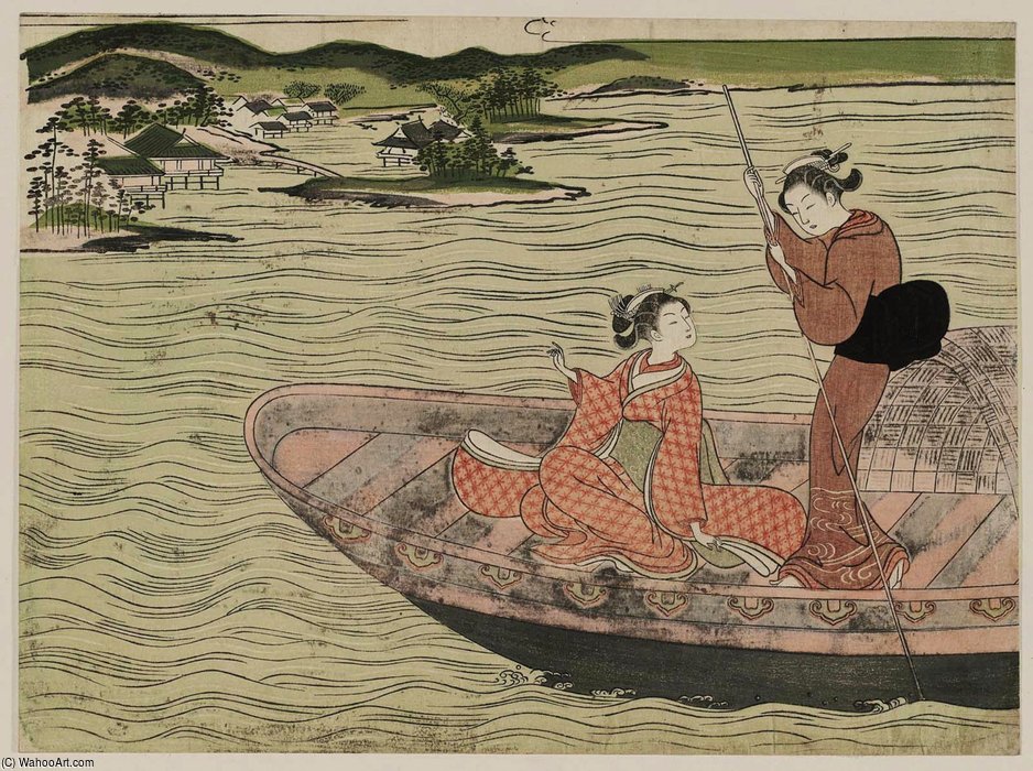 Two Women On A Boat — Suzuki Harunobu