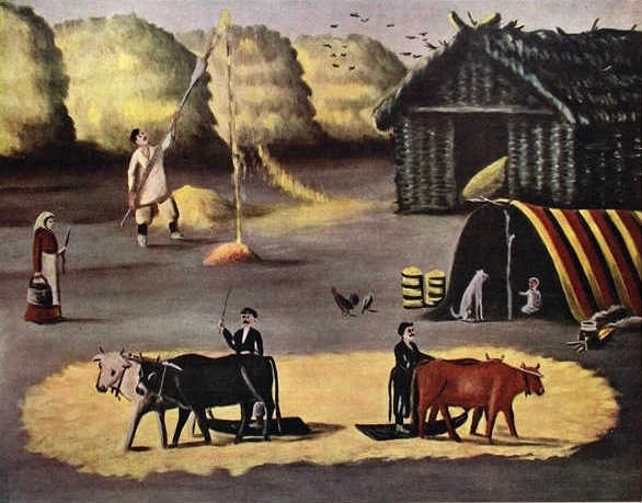 Threshing The Floor In A Georgian Country Village — Niko Pirosmani