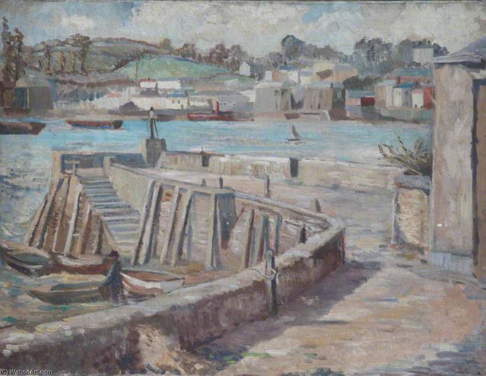 View Of A Harbour Wall And Harbour — Alan Francis Clutton Brock