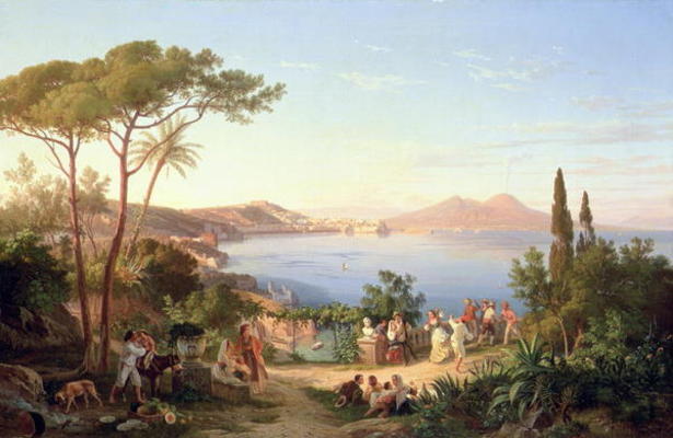 Bay Of Naples With Dancing Italians — Carl Wilhelm Goetzloff