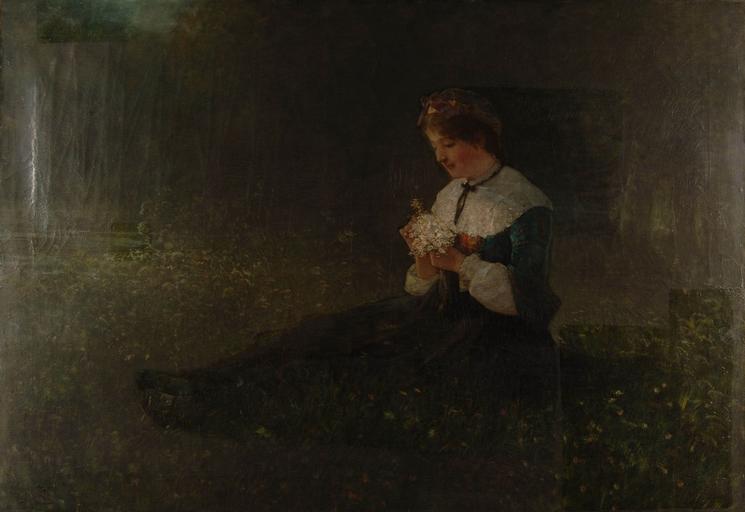 Jeune Paysanne Assise Dans L'herbe — Gustave Adolphe Jundt