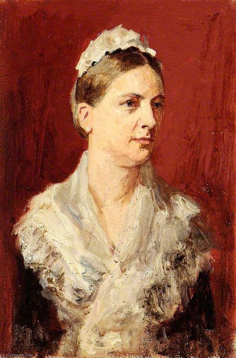 Portrait Of A Woman Wearing A Mop Cap And A Shawl — George Reid