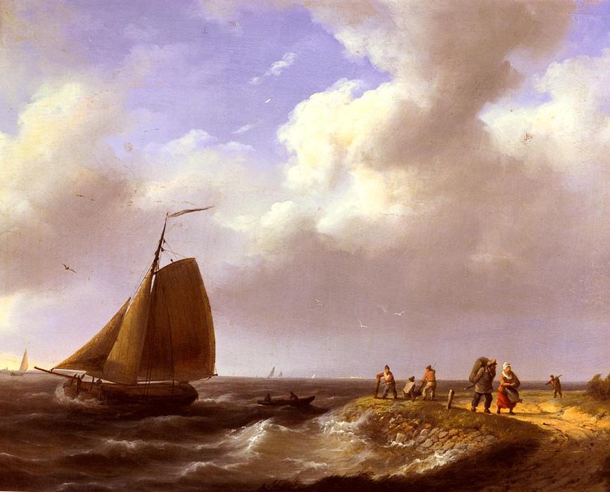 A Fresh Breeze Off The Dutch Coast — Johannes Hermann Barend Koekkoek