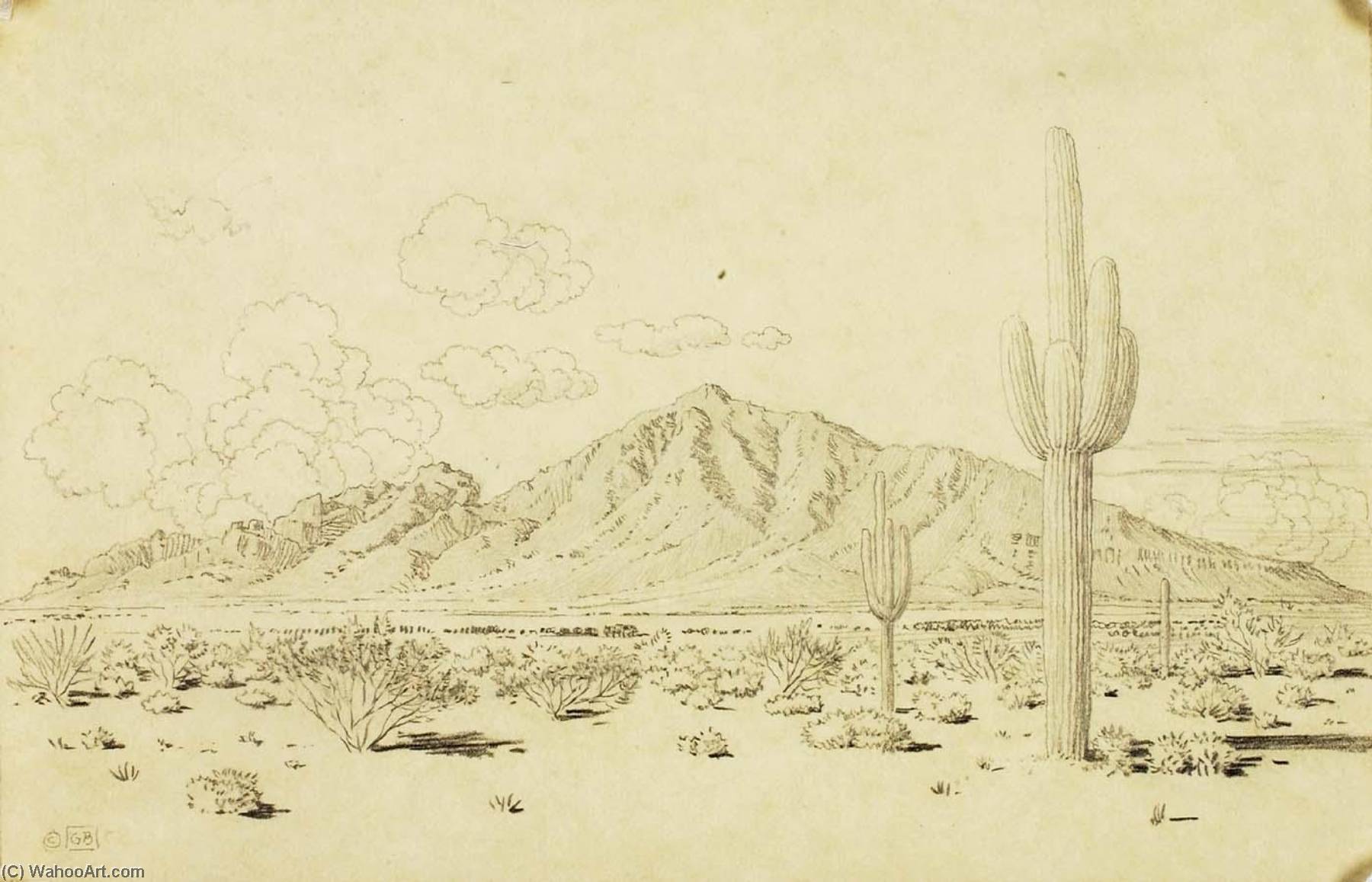 Untitled (transfer Drawing For Camelback Mountain, Phoenix) — George Elbert Burr