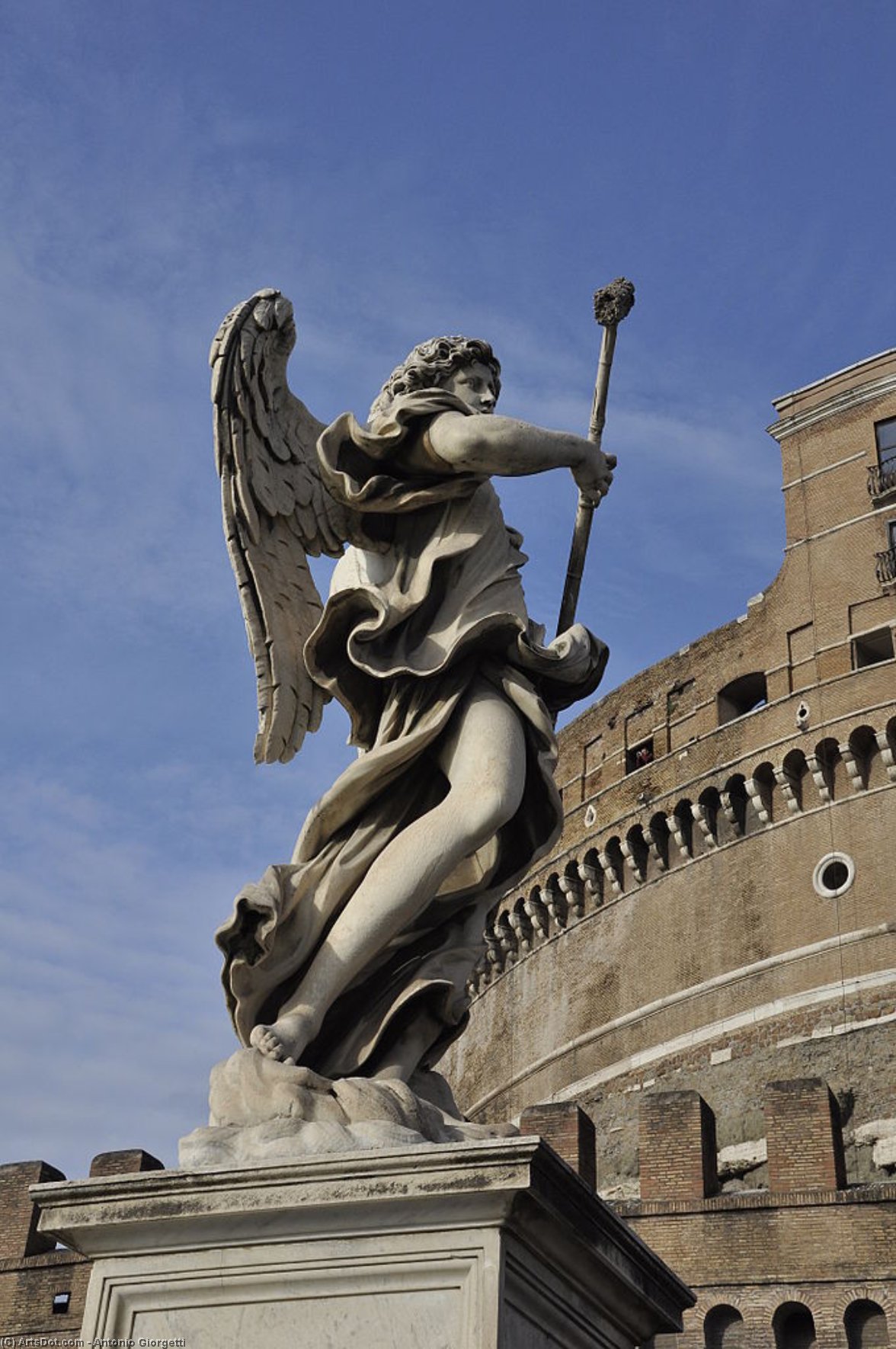 Engel Met Spons Van Antonio Giorgetti Op De Engelenbrug Te Rome — Antonio Giorgetti