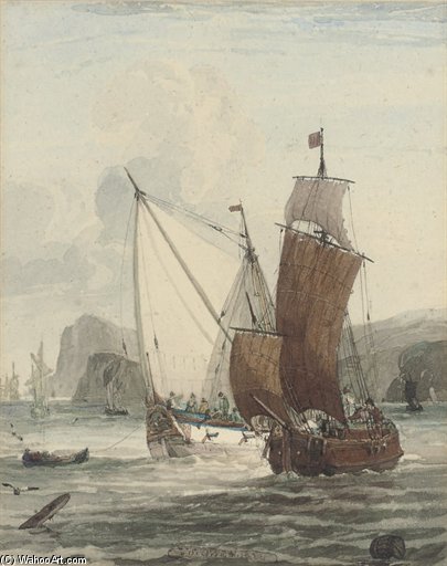 An Armed Yacht And Small Traders In Coastal Waters — Samuel Owen