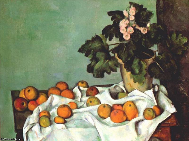 Still Life - Apples And Pot Of Primroses ) — Paul Cézanne