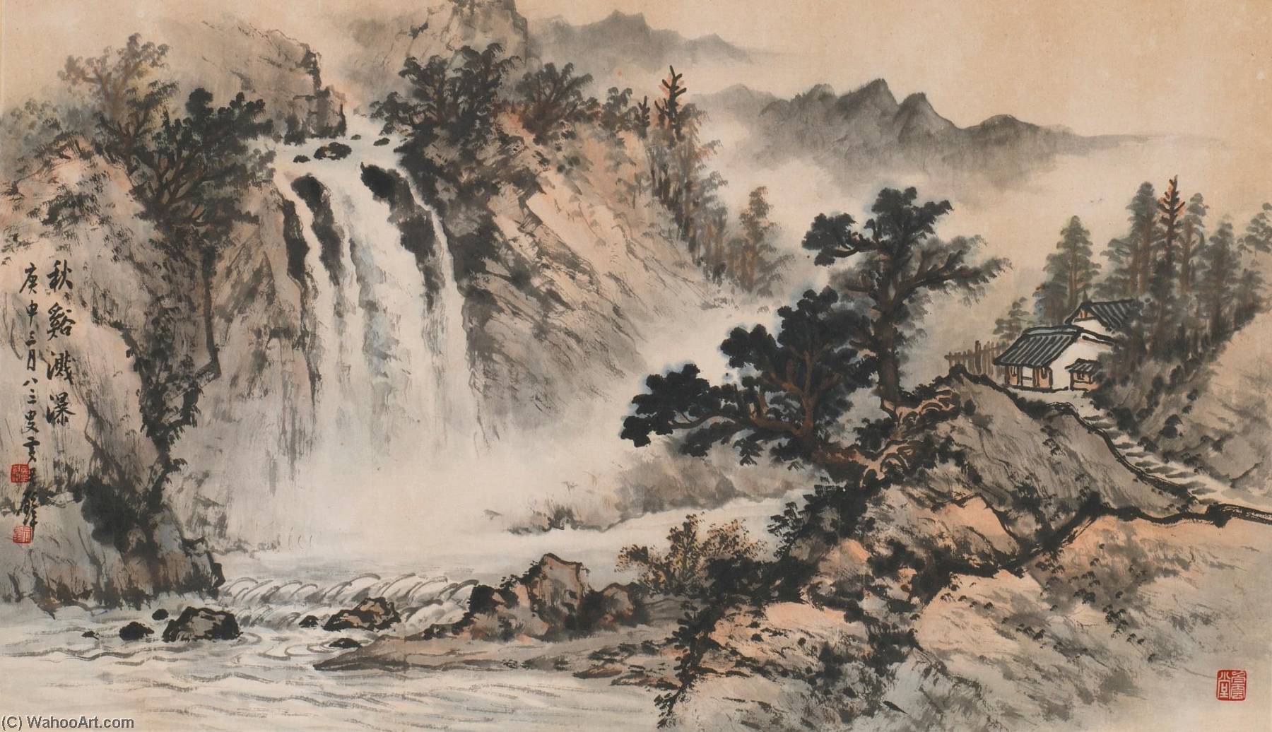 Waterfall On Autumn River — Huang Junbi