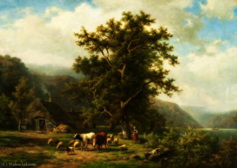 Landscape With Cattle — Alexander Joseph Daiwaille