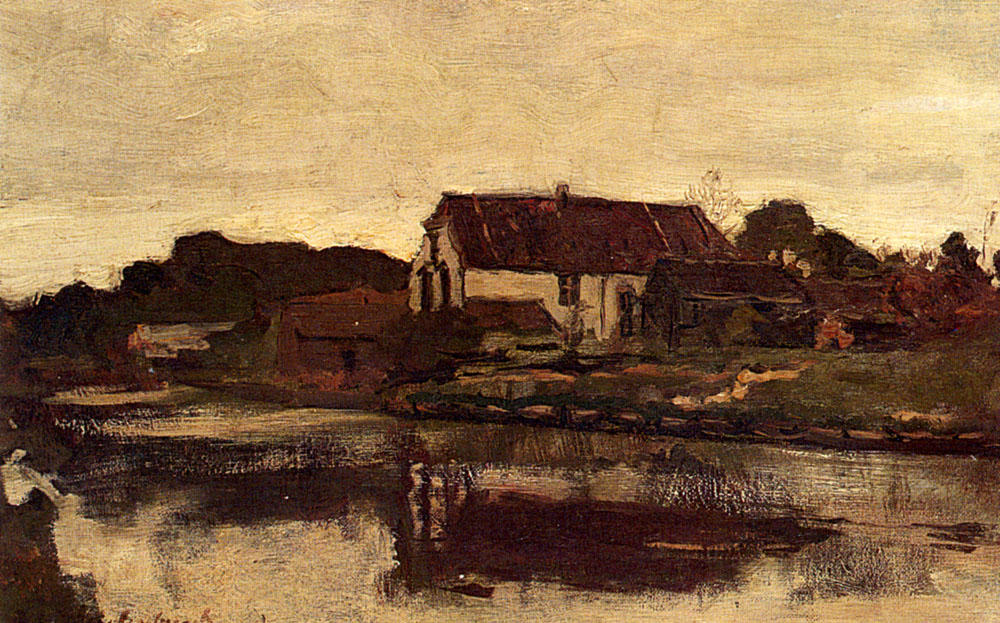 A Farm On The Waterfront — Johan Hendrik Weissenbruch