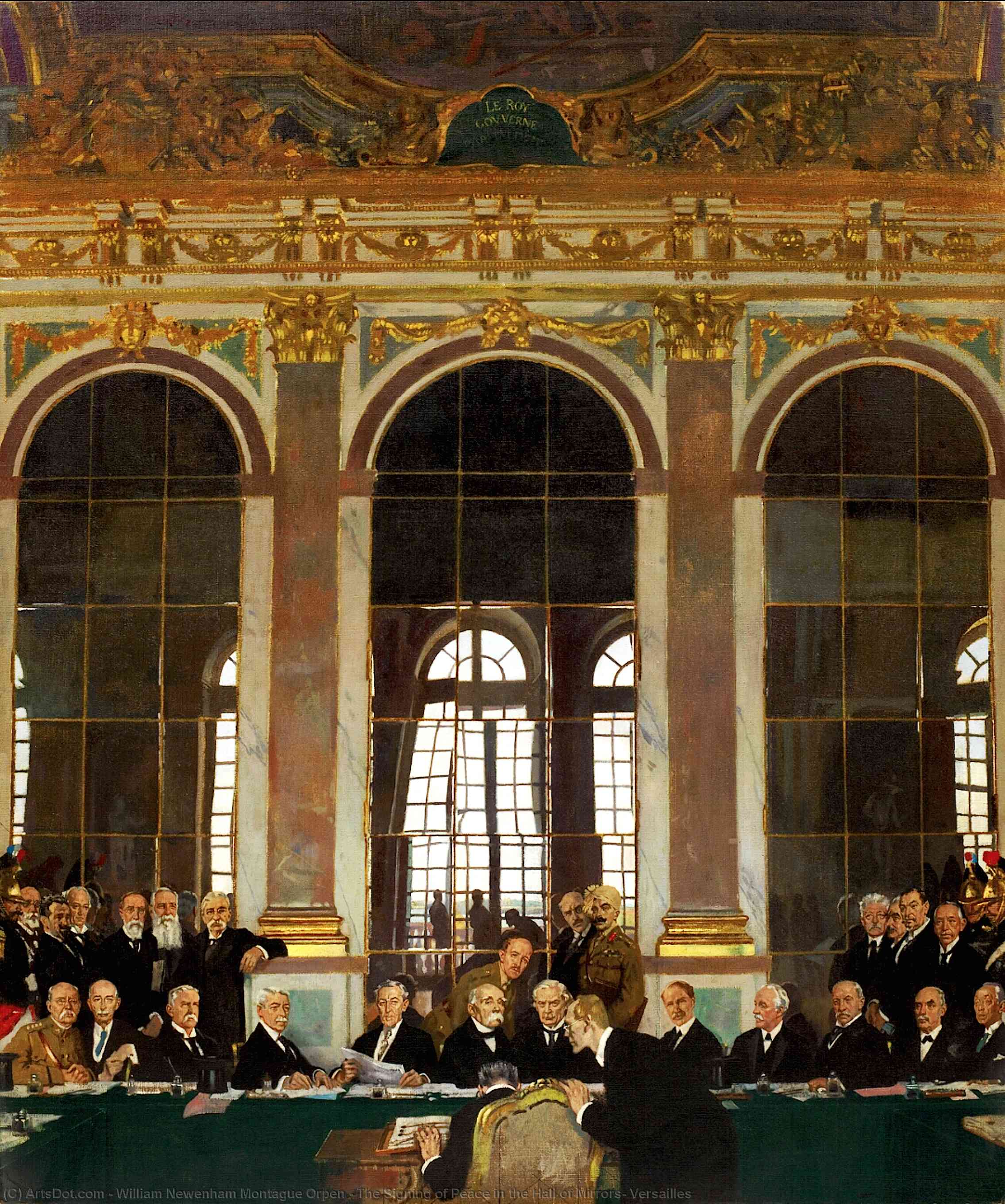 Die Unterzeichnung Des Friedens Im Spiegelsaal Von Versailles — Sir William Newenham Montague Orpen