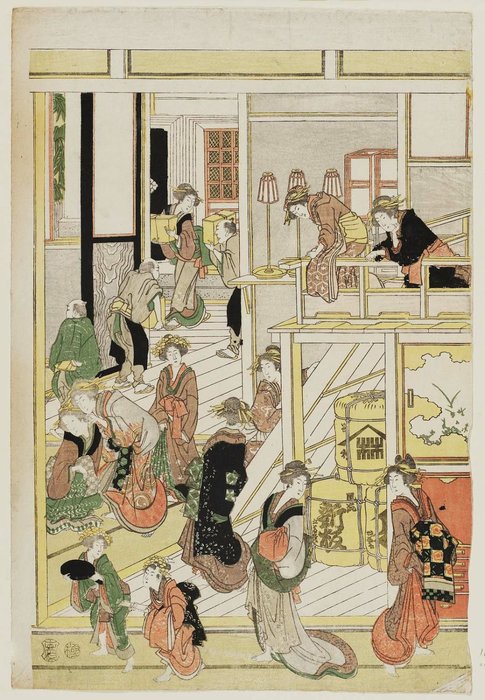 Neujahrstag Am Ôgi-ya In Der Yoshiwara — Katsushika Hokusai