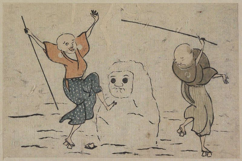 Two Blind Men And Snowman — Katsushika Hokusai