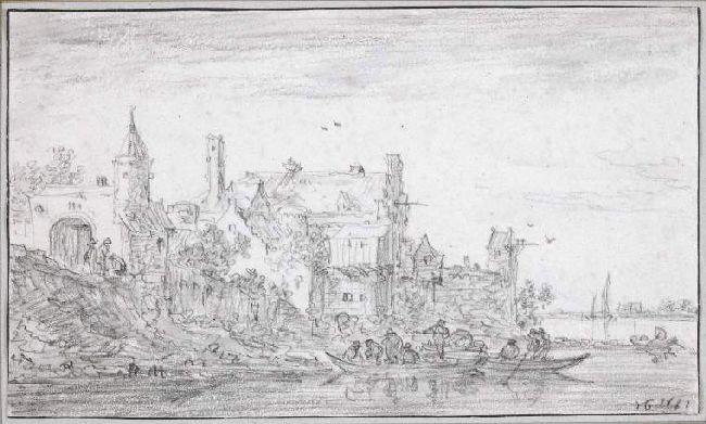 A Group Of Buildings By A River — Jan Josephszoon Van Goyen