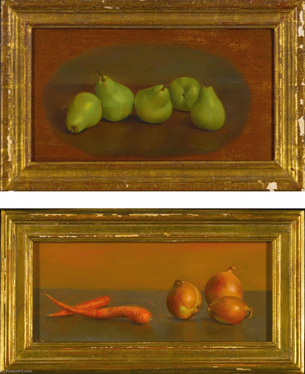 Carrots And Onions And Ripening Bartletts Two Paintings — Alvin Ross