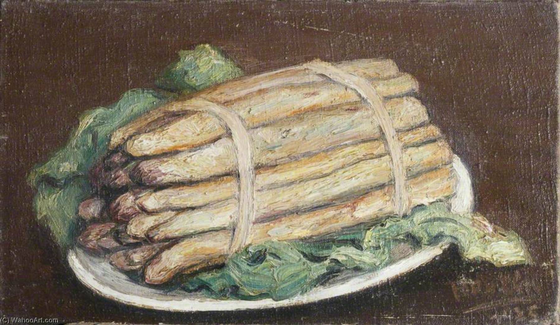 Still Life With Asparagus On A Plate — Georges Van Houten