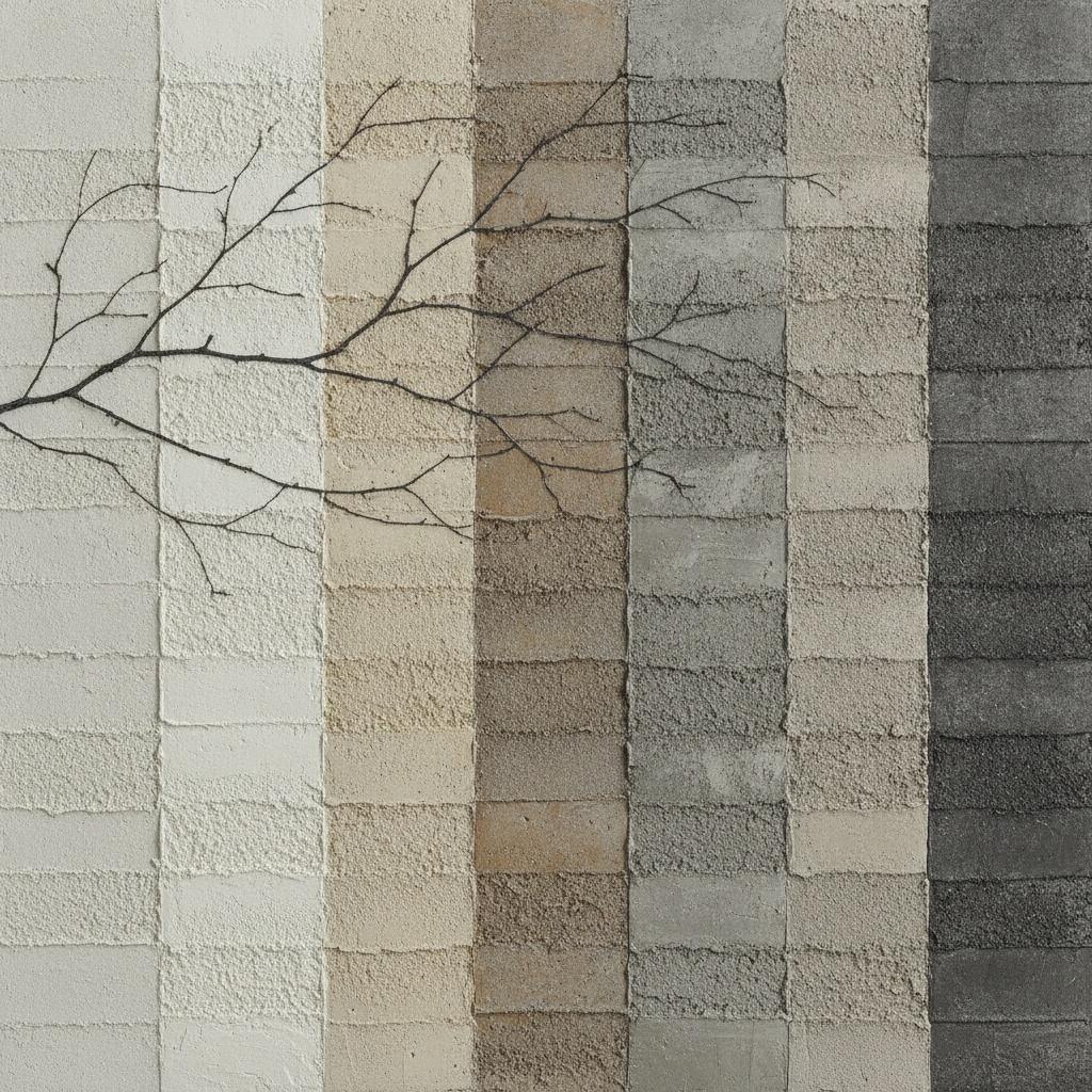Charcoal Branch Traversing Monochromatic Stone Columns — David Moreau