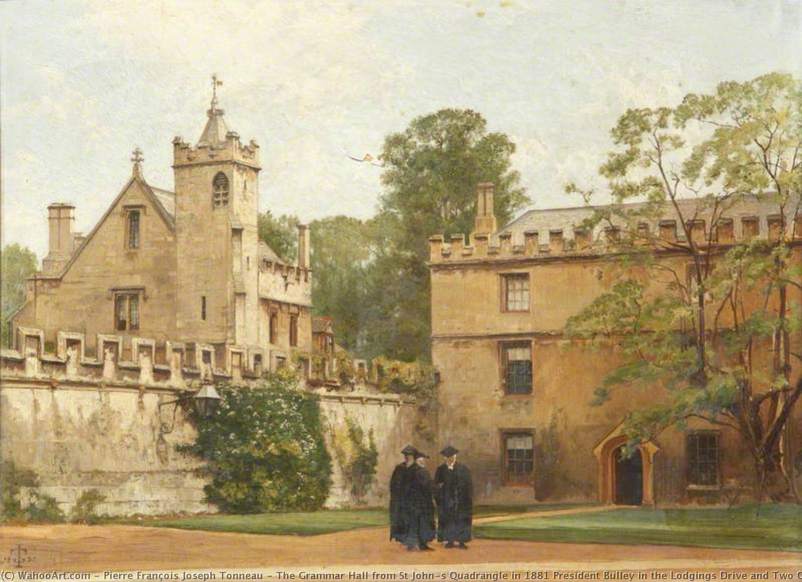 The Grammar Hall From St John's Quadrangle In 1881 President Bulley In The Lodgings Drive And Two Others — Pierre François Joseph Tonneau