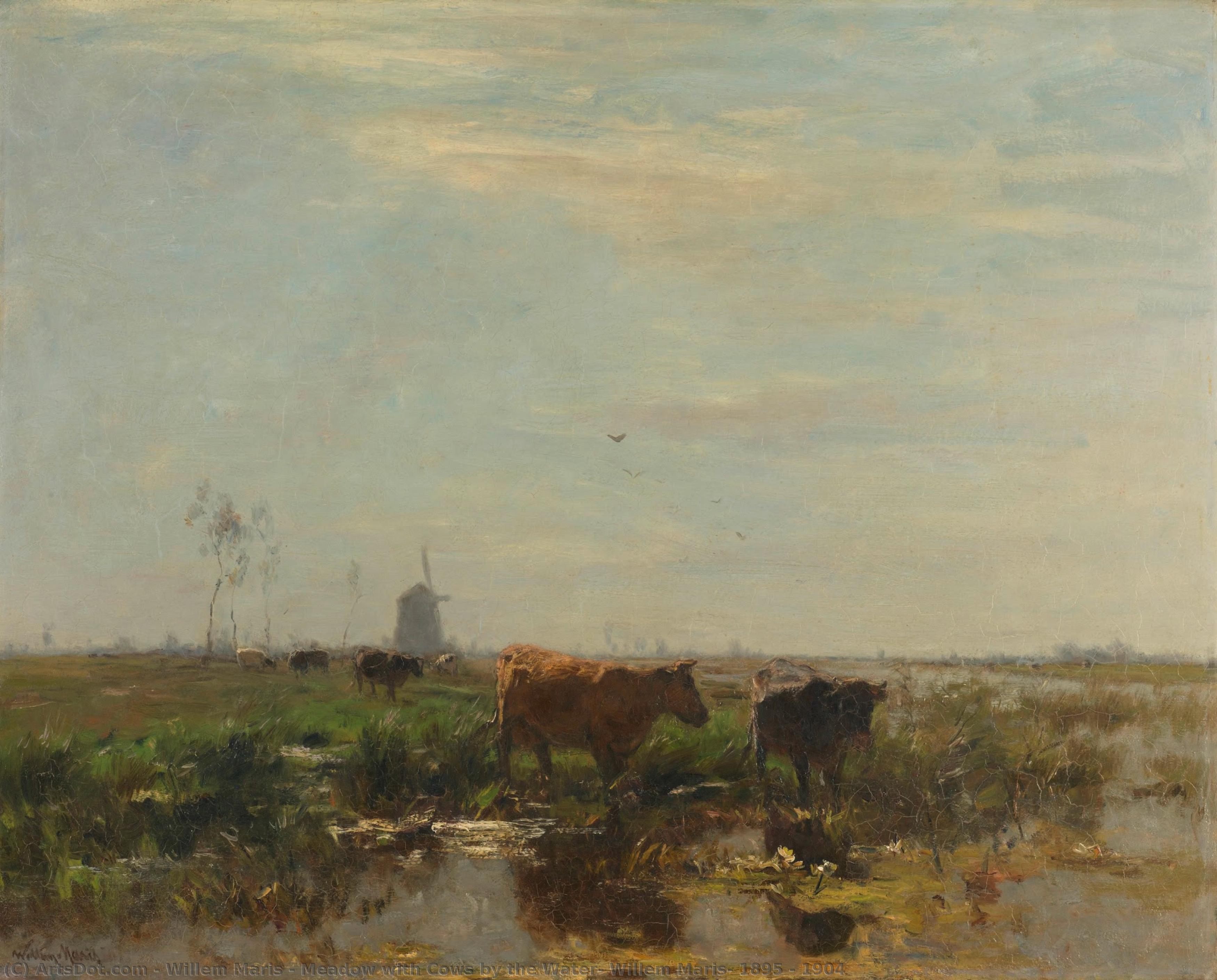 Meadow With Cows By The Water, Willem Maris, 1895 - 1904 — Willem Maris