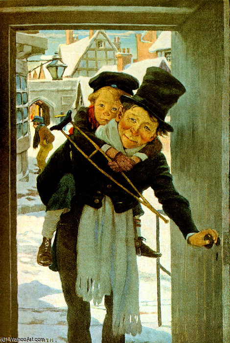 Tiny Tim And Bob Cratchit On Christmas Day — Jessie Willcox Smith