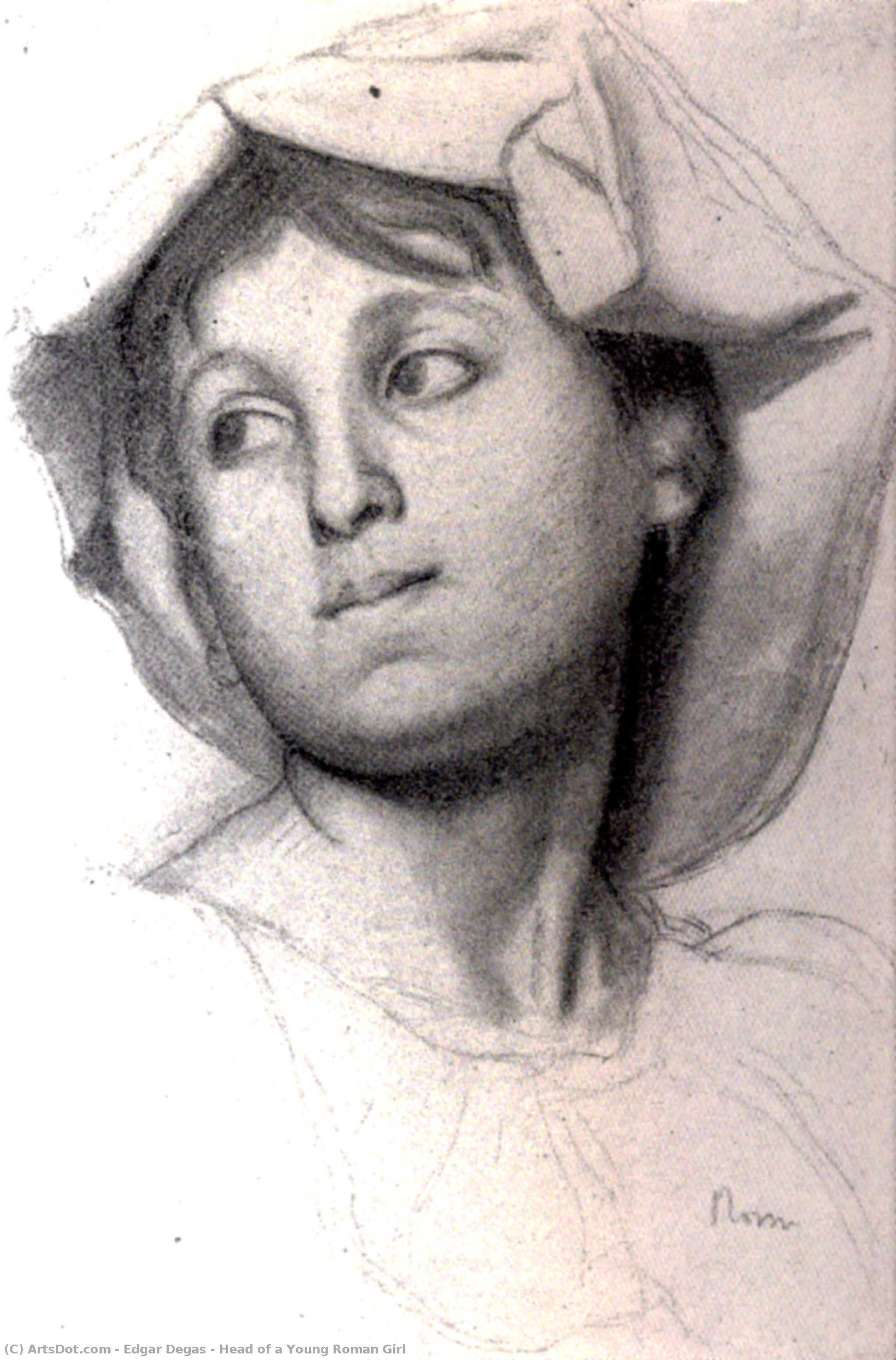 Head Of A Young Roman Girl — Edgar Degas