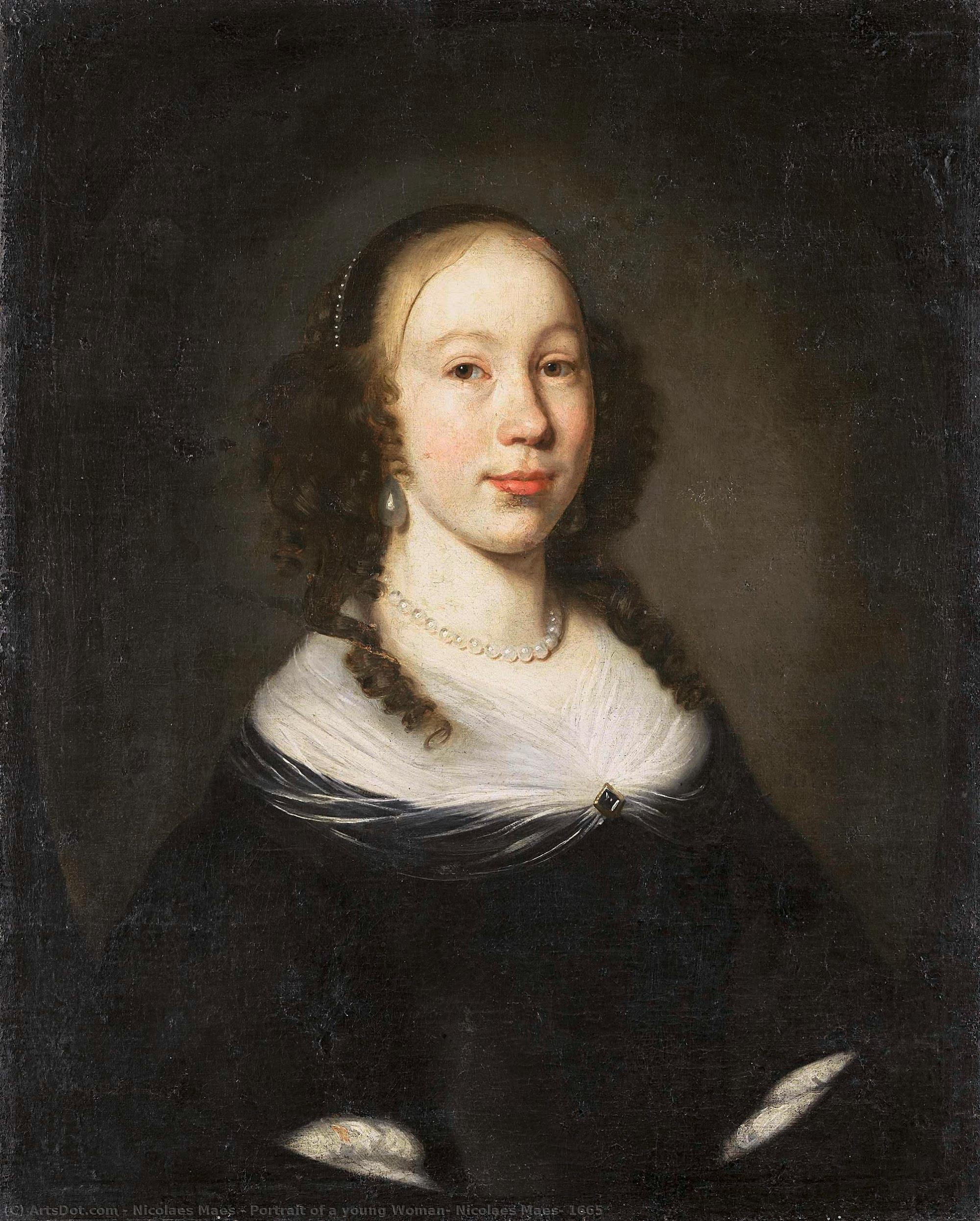 Portrait Of A Young Woman, Nicolaes Maes, 1665 — Nicolaes Maes