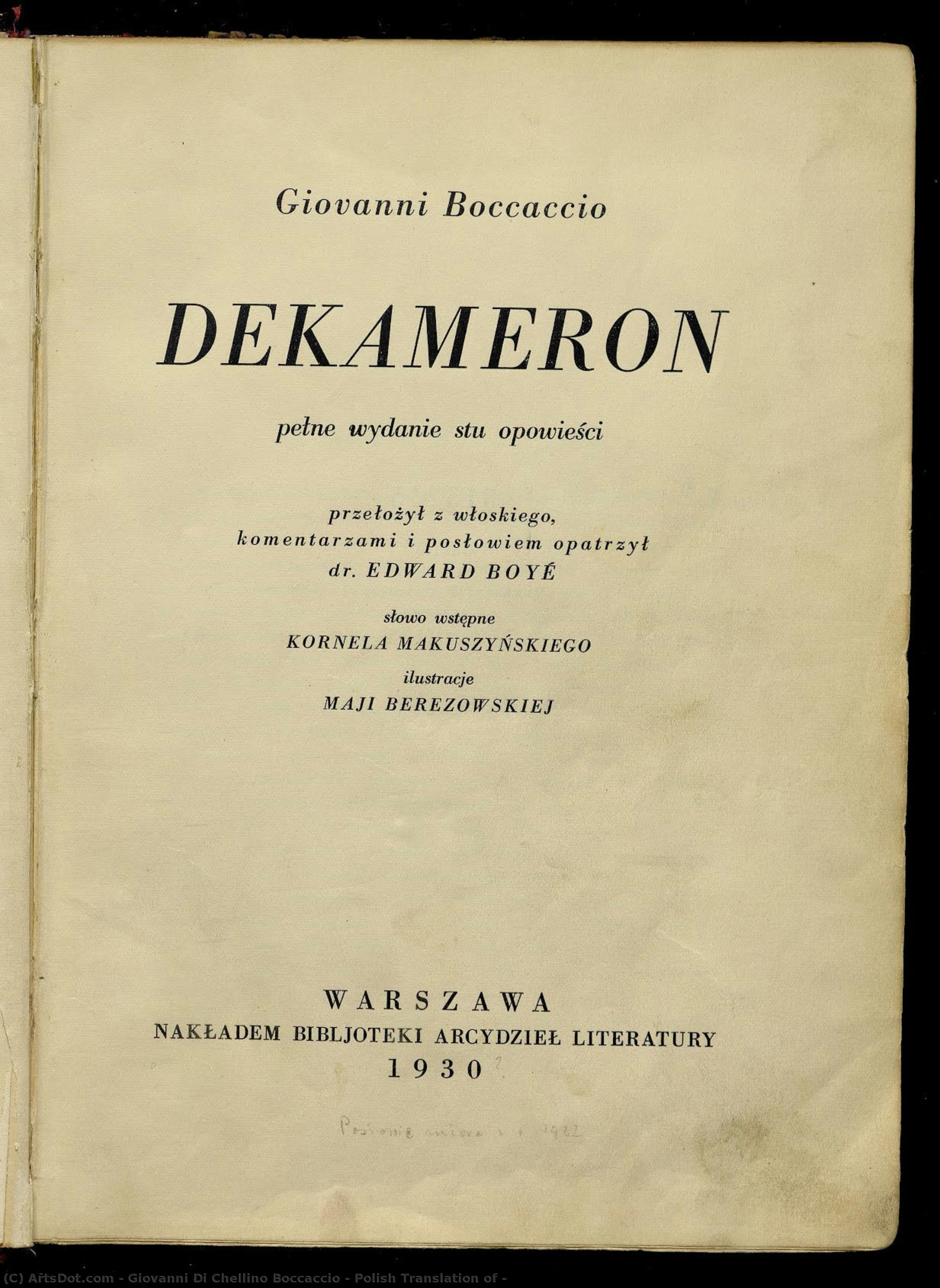 Polish Translation Of — Giovanni Di Chellino Boccaccio