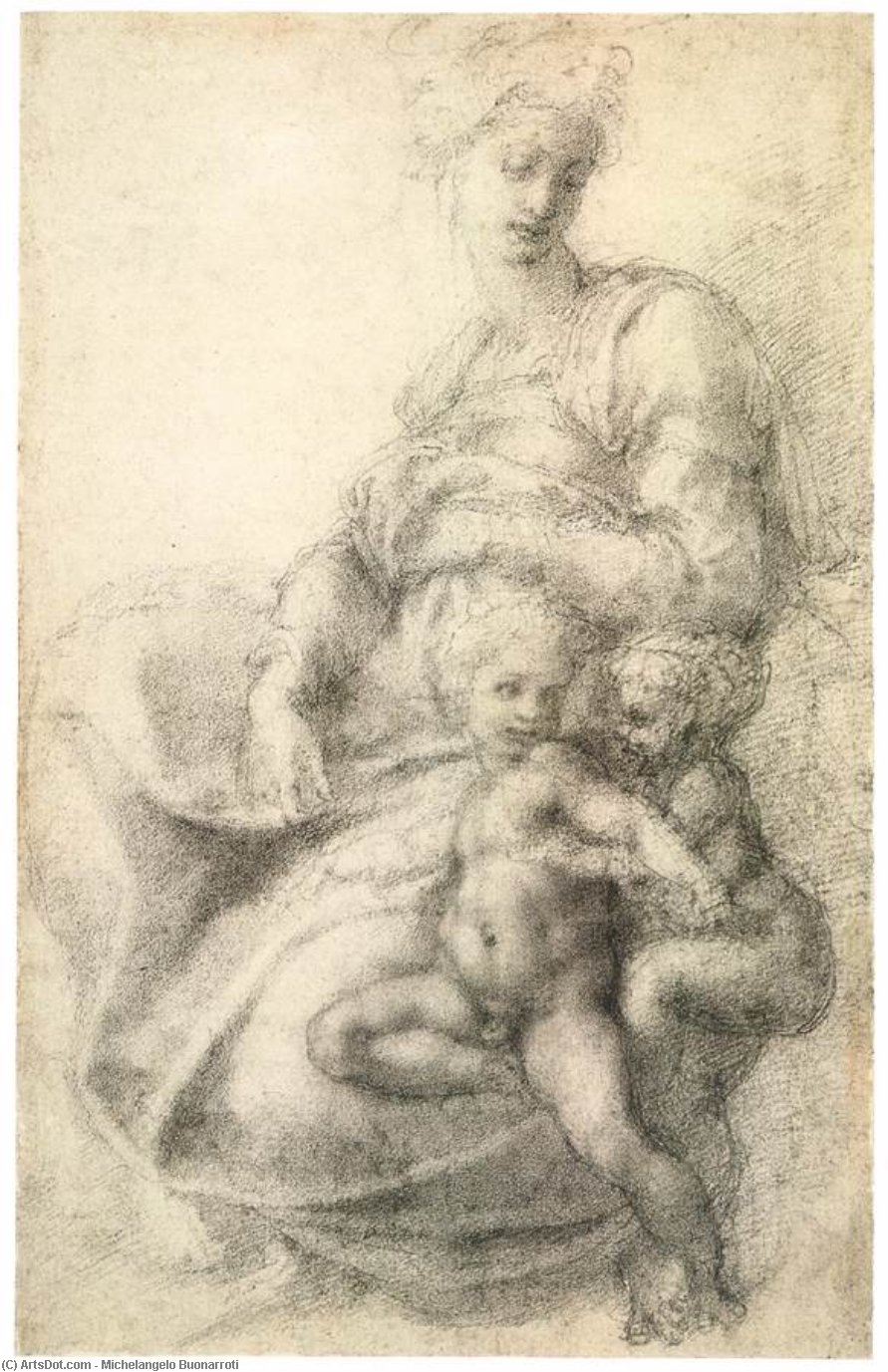 Madonna And Child With The Infant St John — Michelangelo Buonarroti