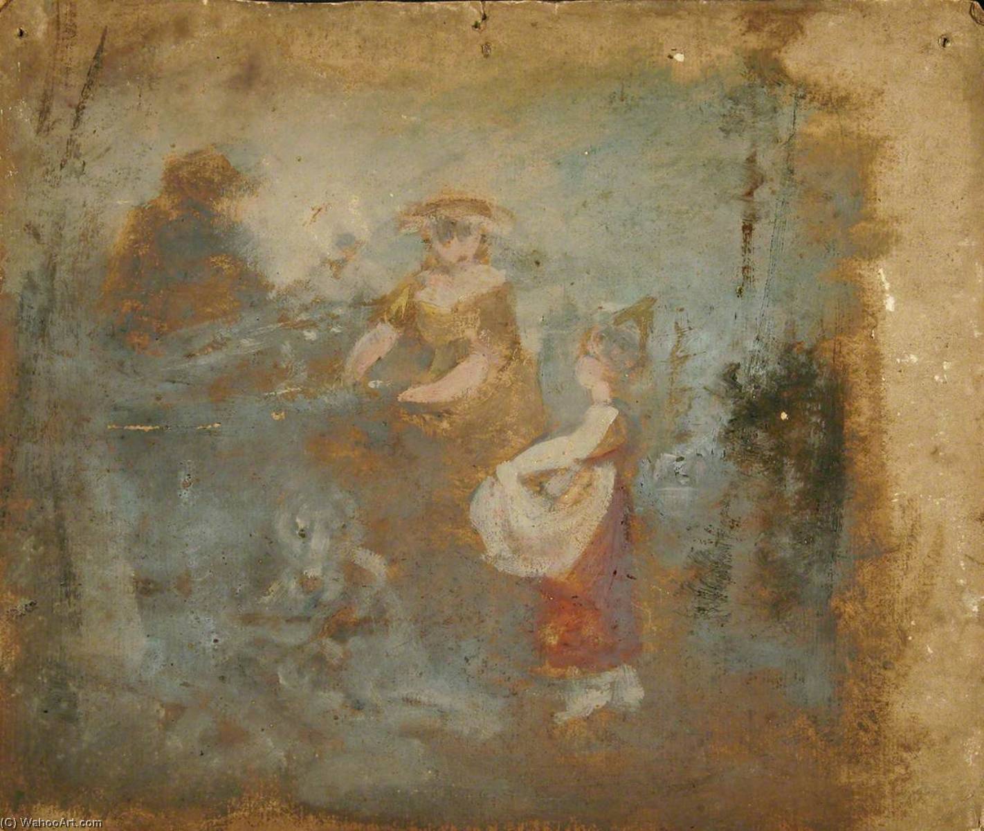 Sketch Of Girls In A Landscape (verso) — Joseph Clover