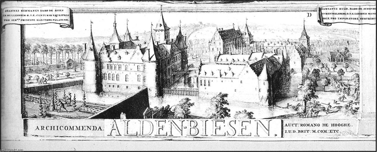 Radierung Mit Der Ansicht Der Deutschordenskommende Alden Biesen — Romeyn De Hooghe
