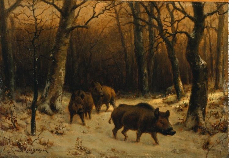 Wild Boars In The Snow — Rosa Bonheur