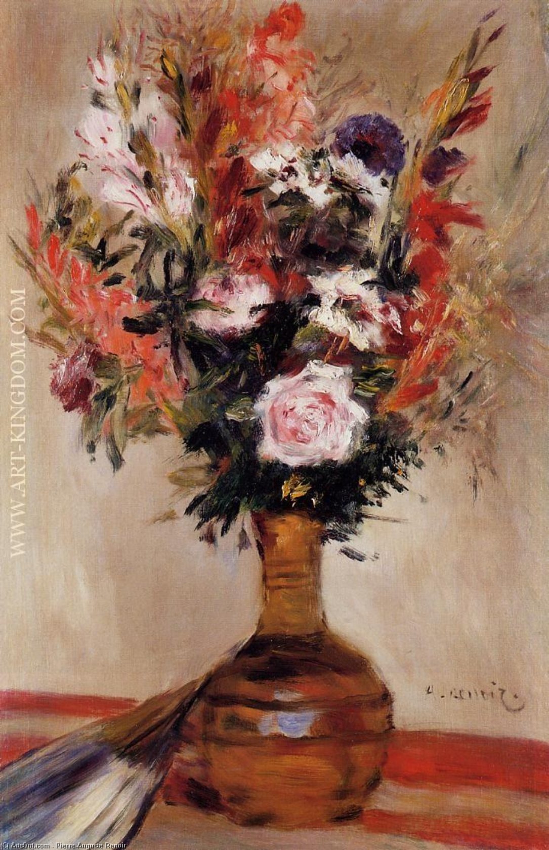 Rosas En Un Jarrón — Pierre-auguste Renoir
