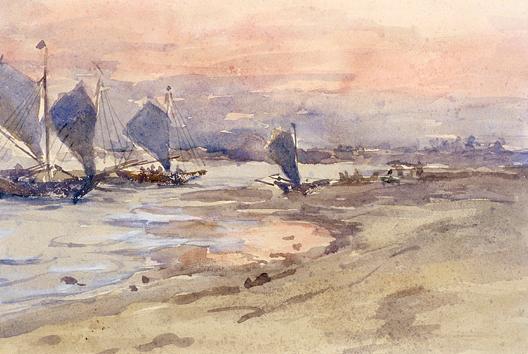 Sailboats At Sunset, Iloilo, (painting) — Anna Huntington Stanley