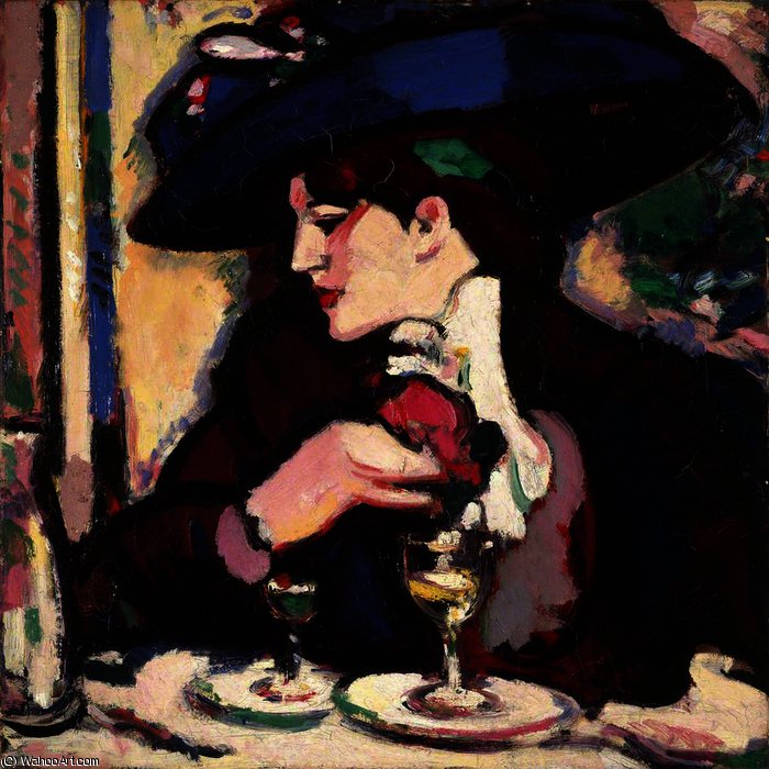 The Blue Hat, Closerie Des Lilas — John Duncan Fergusson